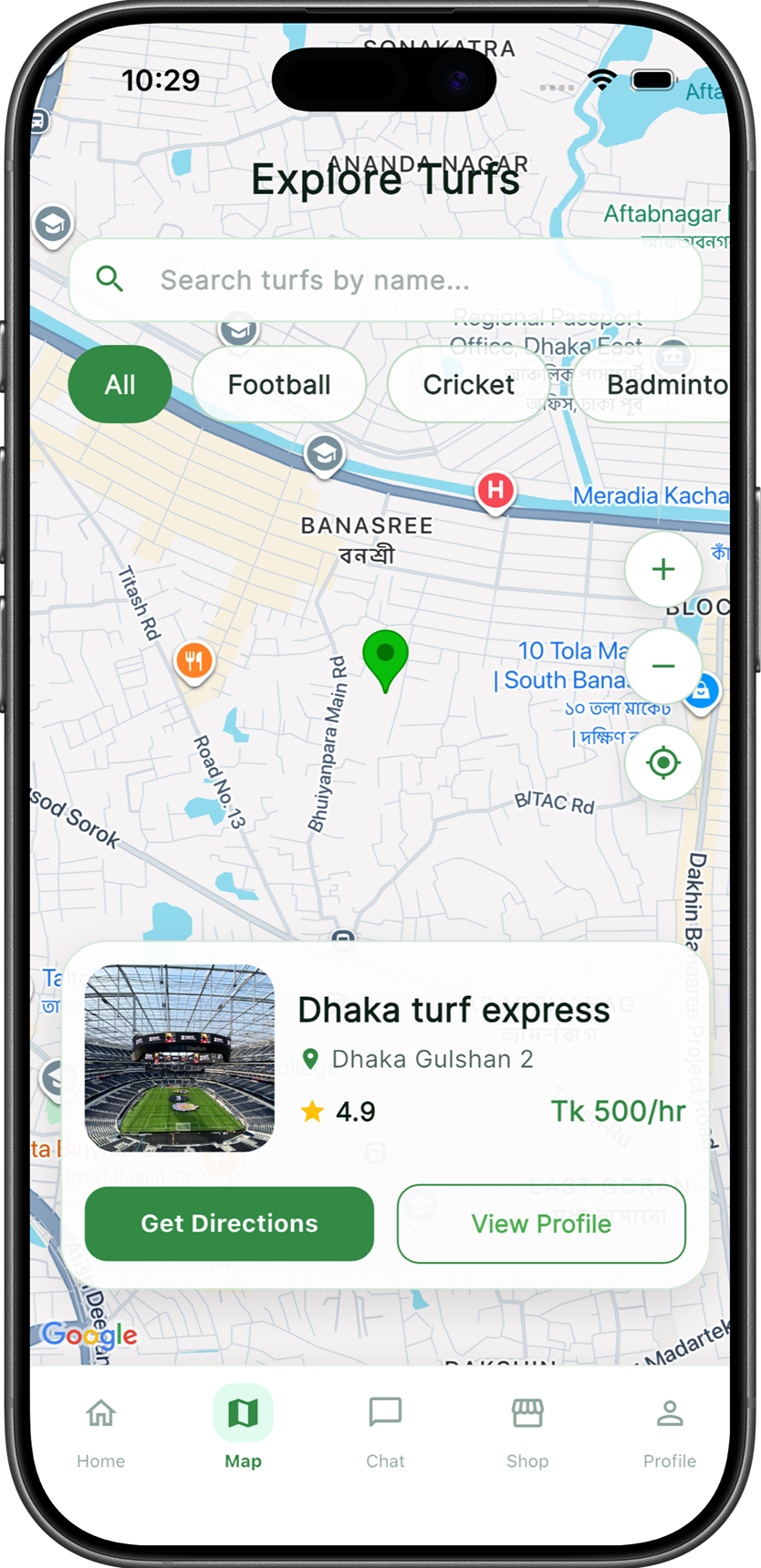 TurfPlay App - Explore Turfs on Map